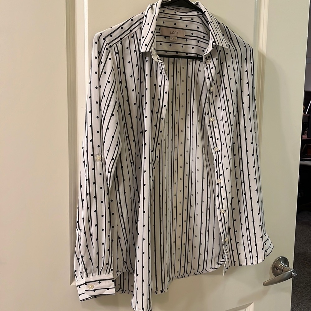 Button down long sleeve sheer office wear